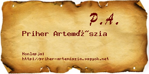Priher Artemíszia névjegykártya